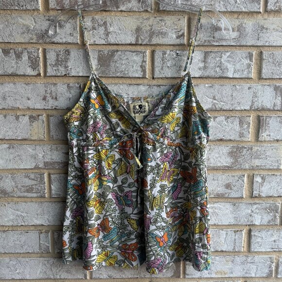 LUCKY Tops - LUCKY Made in Peru Colorful Floral V-Neck 100% Cotton Tank Top Women's Size M